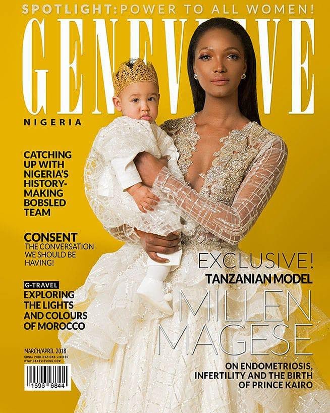Tanzanian Supermodel Millen Magese & Son Prince Kairo Cover Latest Issue Of Genevieve Magazine